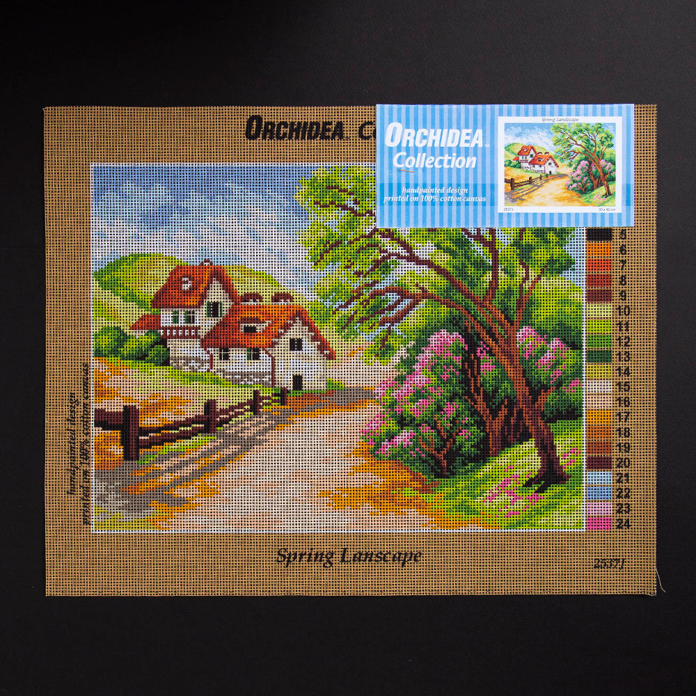 ORCHİDEA 30 x 40 cm İlkbbahar Manzaralı Baskılı Goblen 2537J